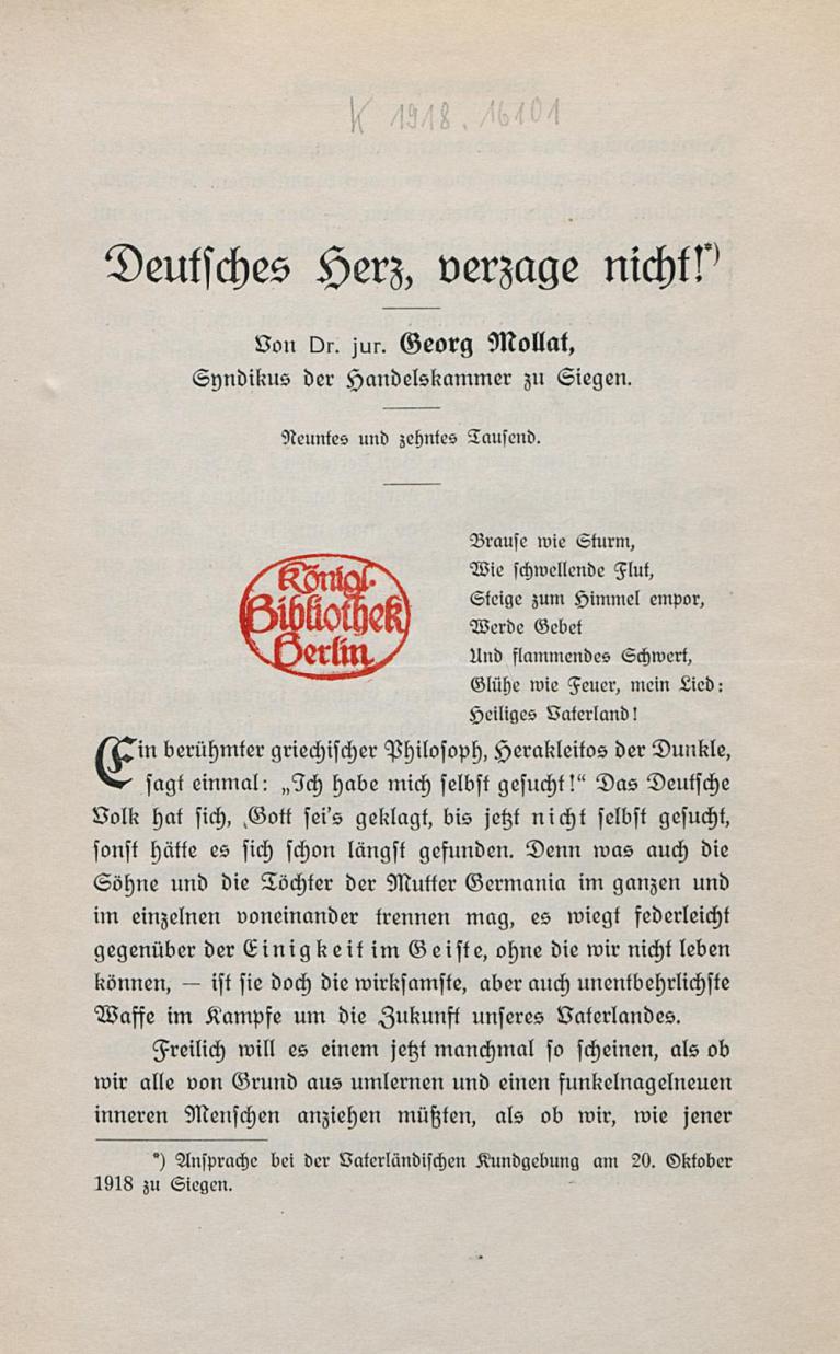 Mollat Deutsches Herz 1918