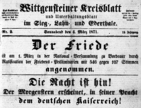 Reichsgründung und Wahl zum ersten Deutschen Reichstag im Frühjahr 1871